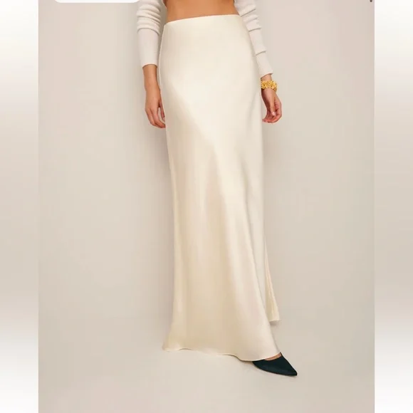 New Reformation Bella Maxi Skirt Fior Di Latte Cream - Picture 2 of 6